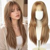 Long Straight Jellyfish Layered Strawberry Blonde Wig with Bangs-24IN