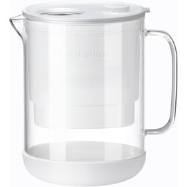 Waterdrop Glass Water Filter Pitcher with 1 Filter, Eco-Friendly, with NSF 53&42&372 Certified Filter, 7-Cup, Reduces PFOA/PFOS, Chlorine, Cadmium, Copper, Mercury, BPA Free, Easy to Clean, White