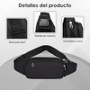 2PCS Riñonera Deportiva Impermeable, Multifuncional con Cremallera (Negro + Negro)