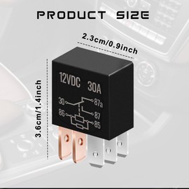 5 Pin 12V Relay 30A 12VDC, 4PCS Black Starter Relay Multi Purpose Automotive Relay for Car Motor Automotive Replacement Accessories