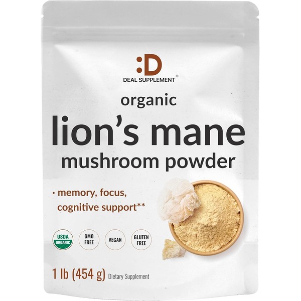 Does not apply Organic Lions Mane Mushroom Powder Supplement, 1,500Mg