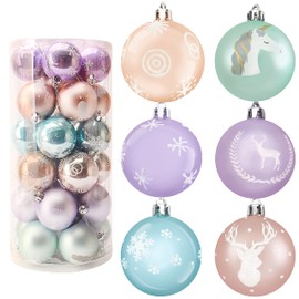 Joiedomi 30 Pcs 2.36'' Christmas Ornaments Assorted Design (Purple&Pink) Christmas Ornaments, Assorted Shatterproof Christmas Ornaments for Holidays,Tree Ornaments