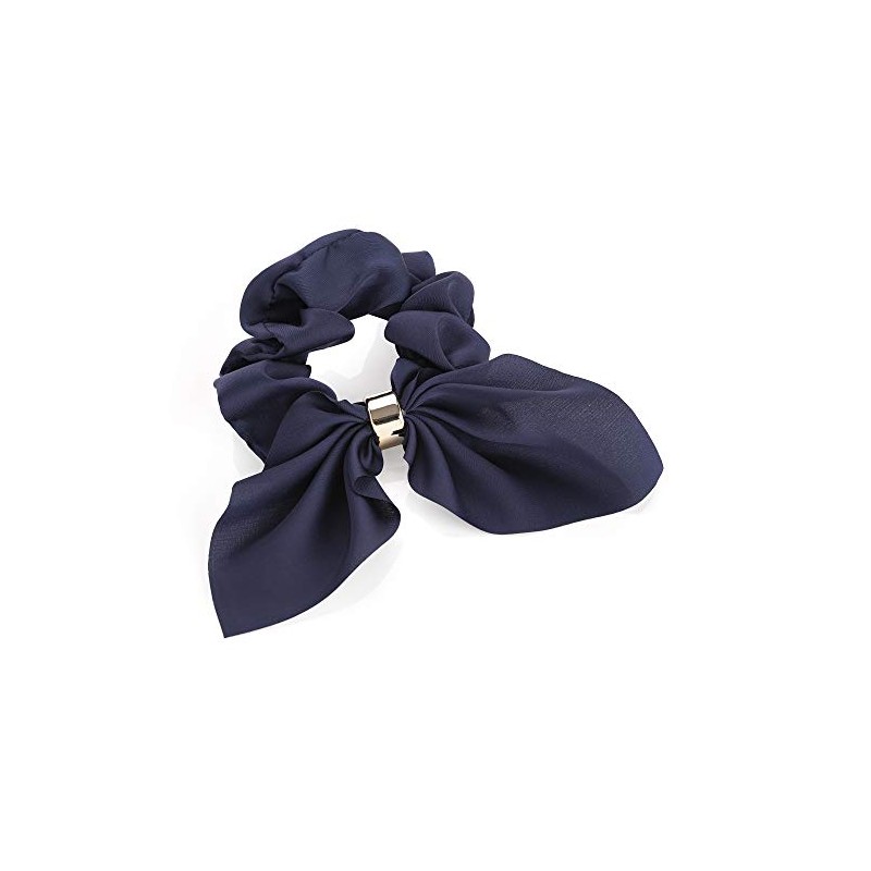 Stylish 4.5cm Navy Tail Design Elasticated Hair Scrunchies with Gold