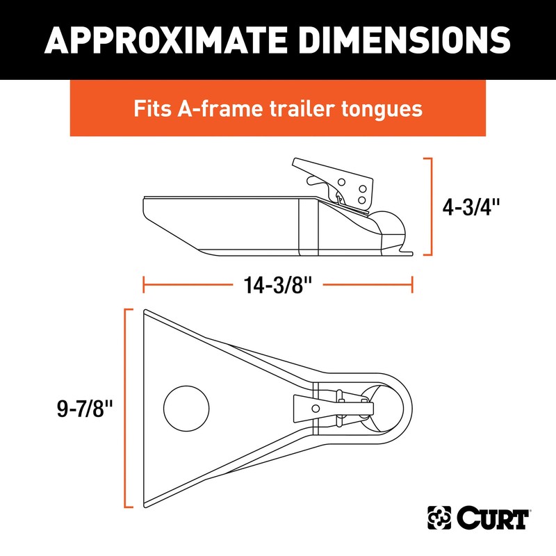 CURT 25101 A-Frame Trailer Coupler, 2-Inch Hitch Ball, 5,000 lbs