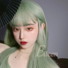 Eileen Semi-Long, Light Green Wig, Women’s Wig, Straight, Natural, Harajuku, Popular, Small Face, Cute, Net Included