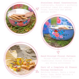 1x Cotton Pansy 14.5cm Hand-Painted Picnic Snack Bowl - Reusable Picnic Party Pasta Food Dinner Serving Dinnerware Crockery Dishes - by BillyCan