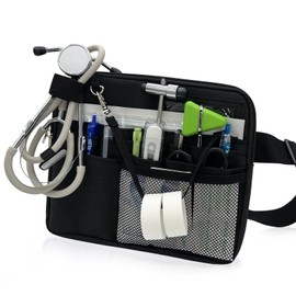 Nurse Fanny Pack with Medical Gear Pockets, Nurse Waist Pouch Tool Belt for Tape, Bandage Scissors, Medical Supplies (Black)