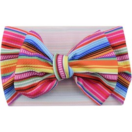 Baby Rainbow Stripe Headband turban bows for baby girls Rainbow Hair Band Bowknot hair accessory (stripe, One Size)