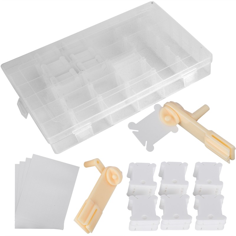 Embroidery Floss Organizer Box Milk White Cross Stitch Plastic Bobbins