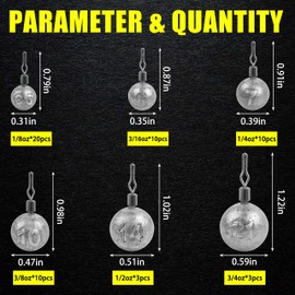 Round Drop Weights Fishing Sinkers Kit, 56Pcs Ball Sinkers Fishing Weight Casting Drop Shot Fishing Sinkers Swivels for Bass Fishing Saltwater Freshwater