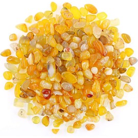 WAYBER Natural Yellow Agate Pebbles, 1 Lb/460g Decorative Rocks Non-Toxic Crystal Stone Irregular Quartz Gemstone Crushed Pieces Tumbled Stone Chips for Jewelry Making/Home Decoration