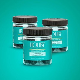 Holiby Shield Immunity Gummies – Elderberry, Reishi & Zinc for Immune Support | Vegan, Sugar-Free, Natural Defense | Flu Season Must-Have Vitamin | 60 Count - Specification: 3-Pack: 180 Gummies