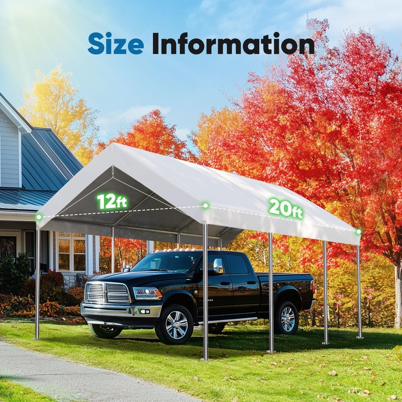 ADVANCE OUTDOOR Replacement Top Cover Tarp for 12x20 ft Carport