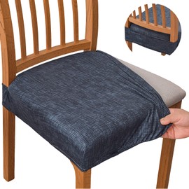 KRFOONN Stretch Dining Chair Seat Covers for Dining Room Chairs Set of 2, Printed Kitchen Chair Covers Removable Washable Chair Seat Slipcovers Chair Seat Slipcovers Protector (Rear-Covered, 03)