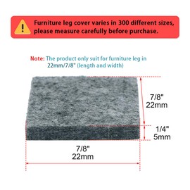 uxcell 60pcs Furniture Pads Square 7/8" Self-stick Non-slip Anti-scratch Felt Pads Floors Protector Gray