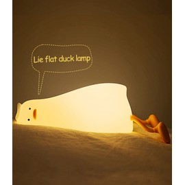 Zendure LED Lying Flat Duck Night Light, Cute Light Up Duck, Silicone Dimmable Nightlight, Rechargeable Bedside Touch Lamp for Breastfeeding Toddler Baby Kids Room Decor Gift