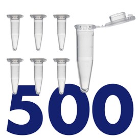 Kashi Scientific 1.5mL Microcentrifuge Tube with Safe Lock Snap Cap [500/Pack] 1.5 mL Safety Lock Centrifuge Tubes with Flip Cap, Clear Graduation, Polypropylene, Plastic Lab Snap Tubes