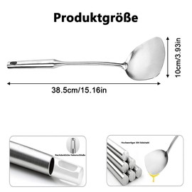 Wok Spatula, 304 Stainless Steel Spatula, Heavy Duty Metal Spatula with Heat-Resistant, Ergonomic, Easy Grip Handle - Wok Utensils, Kitchen Wok Tools for Cooking