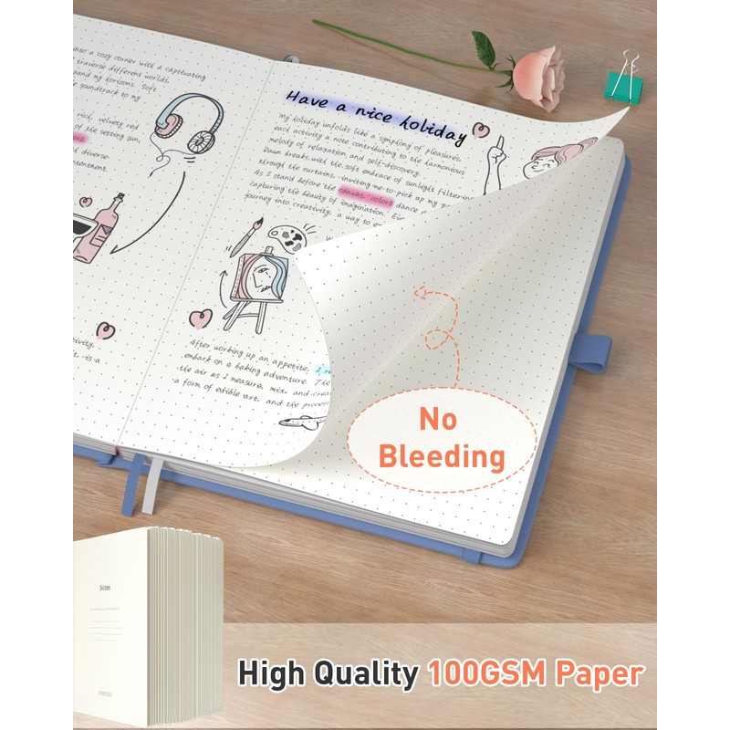 Smarpau Bullet Dotted Journal A5, Hardback Notebook with 320 Pages