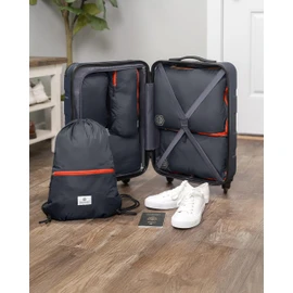 Large Compression Packing Cubes 6 Piece Set for Travel with Lightweight Laundry Bag/Drawstring Backpack for Carry-On Suitcase (Grey/Orange)