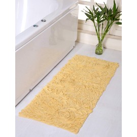 Home Weavers Bell Flower Collection 21"x54" Runner 100% Cotton Tufted Bath Rugs, Extra Soft and Absorbent Bath Rugs, Non-Slip Bath Mats, Machine Washable, Bathroom Bath Mats for Floor, Yellow