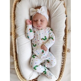 L'ovedbaby Unisex Baby Organic 2-Way Zipper Footie, Caterpillar, 3-6m