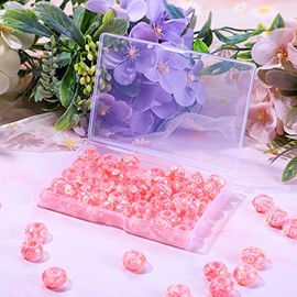 AIPRIDY Girls' Lucky Beads Lover Amber Beads, Big Hole Spacer Beads European Craft Beads for DIY Charms Bracelet Jewelry Making (Rose red)