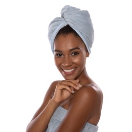 Texere Women's Bamboo Viscose Hair Towel (Tya, Blue Fog, U)