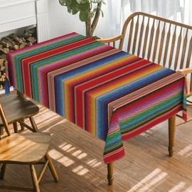 Horaldaily Mexico Tablecloth 60x120 Inch Rectangular, Cinco De Mayo Fiesta Colorful Stripes Washable Table Cover for Party Picnic Dinner Decor