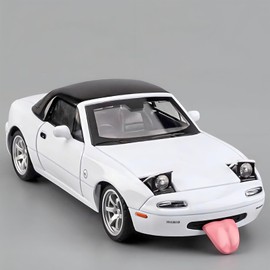 MODVKVK Mazda MX-5 Miata 1:32 Model Car, Toy Car with Light & Music, Removable Hood, Pull Back Function, Alloy Die-Cast, Ideal for Children from 3 Years & Collector's Model Car (White)