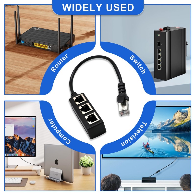HUAREW RJ45 Ethernet Splitter Cable, Splitter 1 to 3 Port,