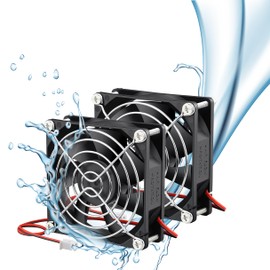 GDSTIME 2PCS IP67 Waterproof Fan, 80mmx25mm 12V DC Cooling Fan, 2800RPM, 2PIN