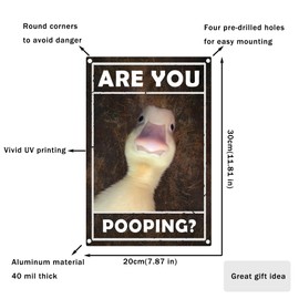 TAKurPIK Funny Duck Are You Pooping Bathroom Sign Quirky Retro Vintage Metal Signs Restroom Washroom Toilet Decor 8x12 Inches Rusting