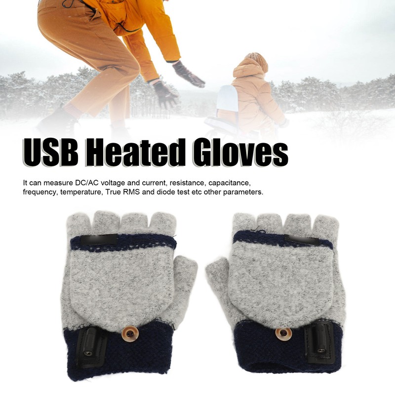 1Pair USB Heated Gloves Adjustable Temperature Electric Heated Gloves for