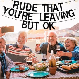 TIESOME Black Rude That You're Leaving But OK Banner,Funny Farewell Party Decorations Glitter Retirement Going Away Goodbye Party Decorations Coworker Leaving Banner Retirement Party Decoration
