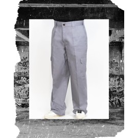 FB County Kackies Cargo Work Pants, Grey, 36 - Unisex Loose Fit Cotton-Poly Twill Cargo Pants w/Button & Zip Fly Closure