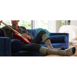 K. Bell Socks mens Music and Musician Fun Novelty Crew Socks, Black, 6.5-12