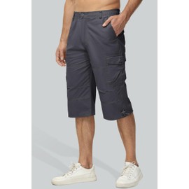 MAGCOMSEN Cargo Shorts Mens Capri Work Shorts for Men Big and Tall Camping Shorts Mountain Shorts Below Knee Shorts Capri Shorts Multi Pockets 3/4 Pants Purplish Grey