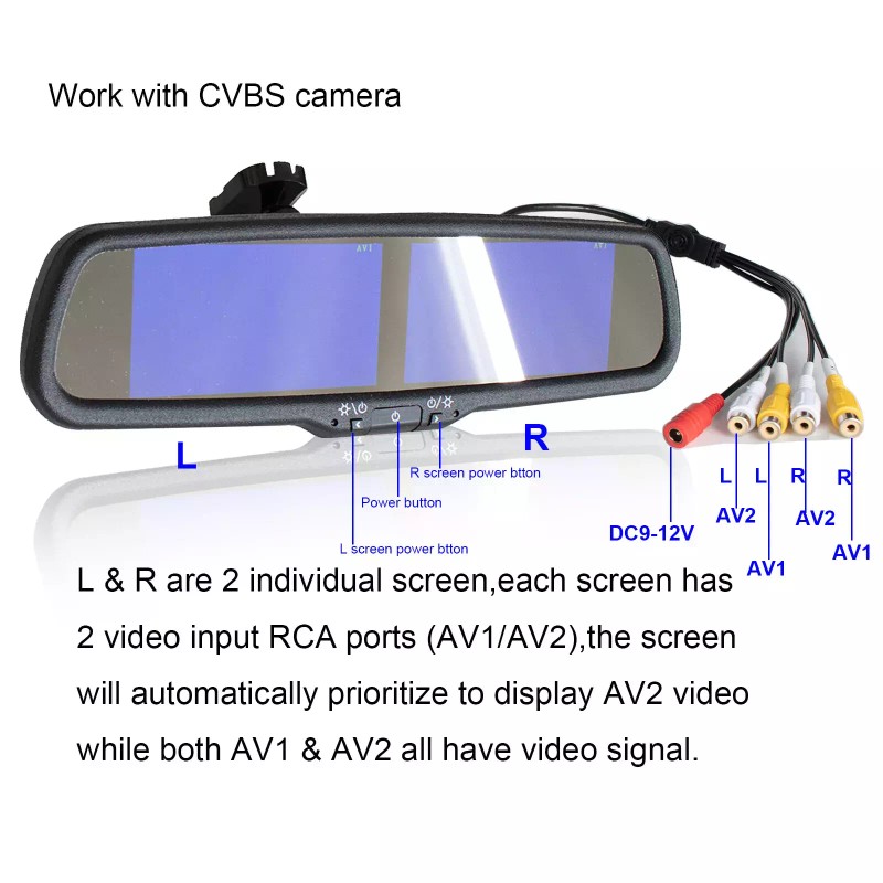 iPoster 4.3" Dual Screen Car Rear View Monitor No1 Front
