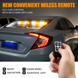 Xprite White & Amber LED Emergency Strobe Dash Lights, Interior Windshield Visor Safety Flashing Light Bars for for Construction Vehicles Trucks Vans