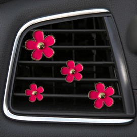 4 Pcs Metal Daisy Air Vent Clips Flower Car Air Freshener Clip Air Conditioning Outlet Clip Bling Charm Car Inter Decor Accessories for Girls Women