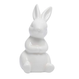 Veemoon Bunny Statue Ceramic White Rabbit Model Figurine Animal Decoration Mini Desktop Decoration Ceramic Crafts for Bedroom Desk Home Living Room Decor- A