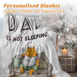 Funny Birthday Gifts for Dad from Daughter Son 50"x60" Daddy is Not Sleeping Flannel Blanket, for Bed Sofa Napping Father's Day Christmas Thanksgiving Anniversary Valentines Gifts for Dad Stepdad