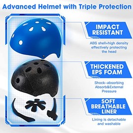Juego de casco de bicicleta para niños pequeños, casco de ciclismo ajustable con rodillas, coderas y muñequeras, equipo de protección deportiva para niños pequeños