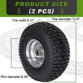 15x6.00-6 Lawn Mower Tire Riding Mower Tire and Wheel Front Tire Compatible with John Deere Craftsman Husqvarna Lawn Mower Tires Tractors Tire