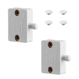 Tabanzhe Cupboard Door Switch-2 Pack Cupboard Door Light Switch 1A 250V Auto Light Control Switch Push to Break Light Door Switch for Cabinet Wardrobe Doors(White)