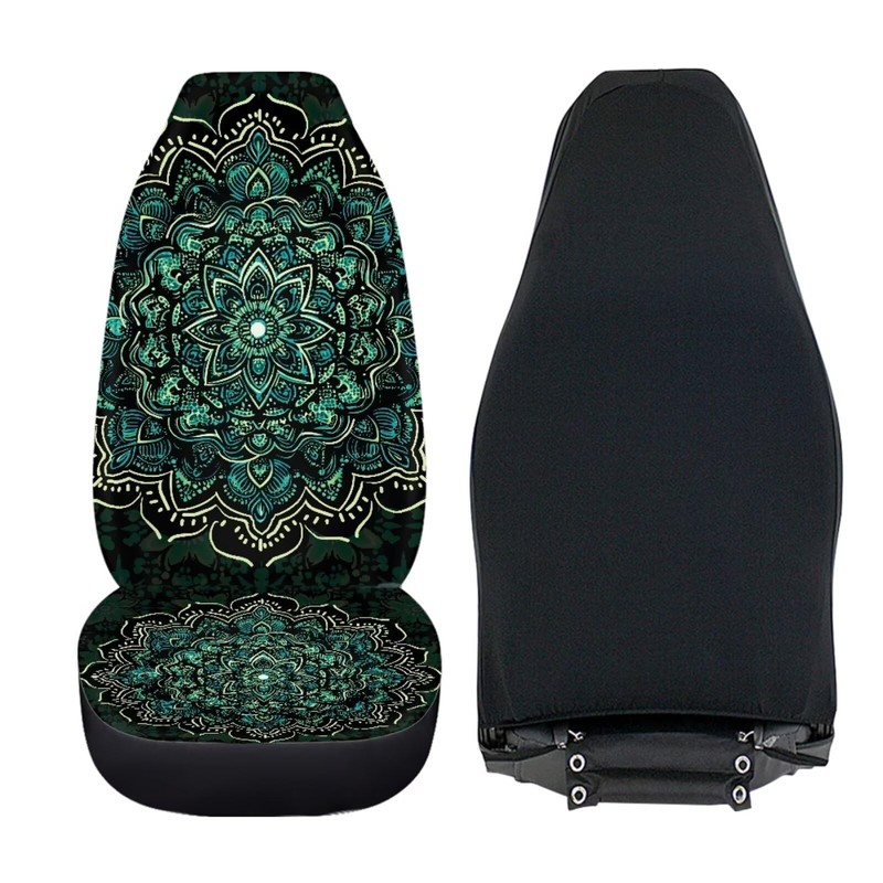 Aplkyhs Green Mandala Car Seat Covers Boho Style Highback Bucket