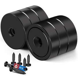LOVIMAG 20lbs Neodymium Magnets, 6Pack Strong Magnet, Cabinet Magnets with Screws, Rare Earth Magnet for Holding Tools, Door, Magnetic Cabinet Locks-Black, 0.63x0.19inch