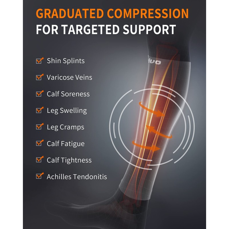 CAMBIVO 2 Pairs Calf Compression Sleeves for Men and Women