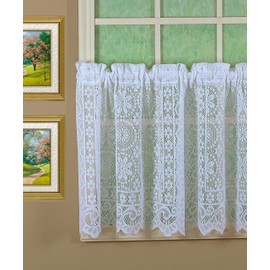 Today's Curtain Hopewell Premium Lace Tier 24", White, 58W x 24L